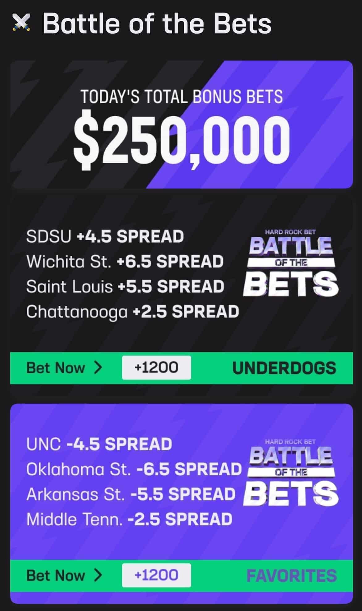 battle of the bets