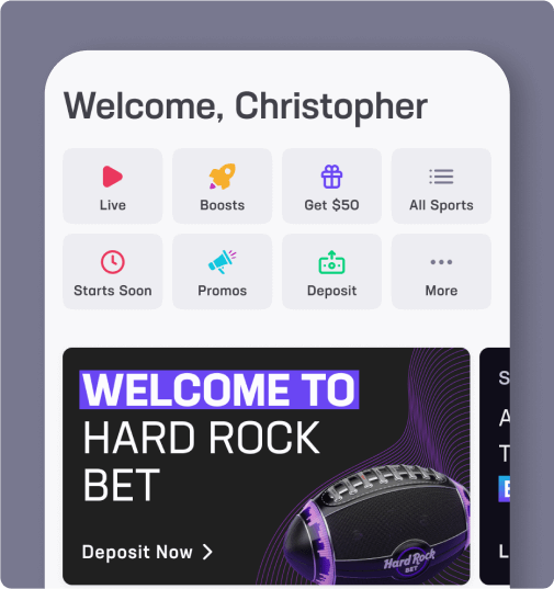 Hard Rock Bet Home screen