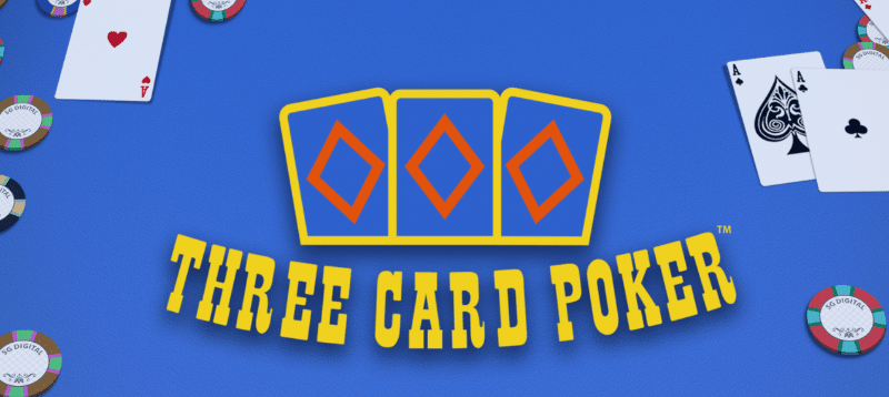 Three card poker logo with cards