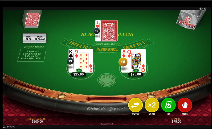 Blackjack switch on Hard Rock Bet