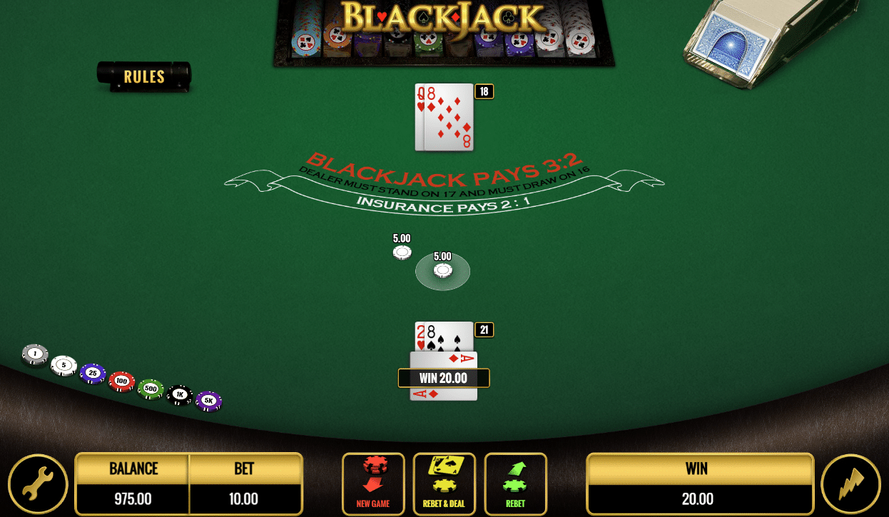 Blackjack - doubling down and winning