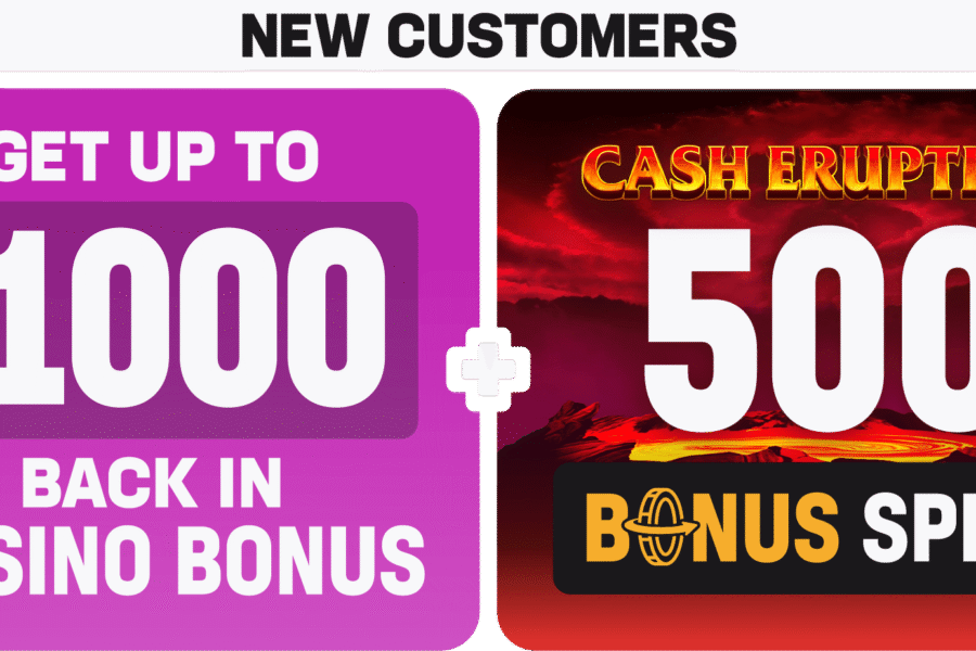 $1,000 bonus back + 500 cash eruption spins Hard Rock Promo